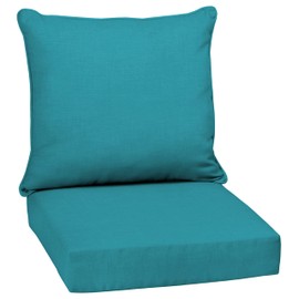 Arden Outdoor Deep Seat Cushion Set, 24 in x 24 in, Weather-Proof, Rain-Proof, Fade Resistant Patio Cushion for Chair, Sofa, and Couch Lake Blue Leala