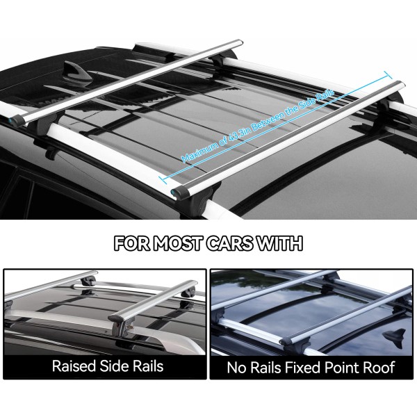 AUTOXBERT 7.9-43.3in Universal Roof Rack Cross Bar Luggage Carrier With