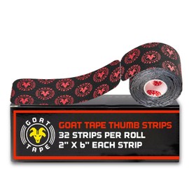 Thumb Strips Pre Cut Athletic Tape for Fingers - Black 2" x 6" - Extra Sticky Elastic Athletic Thumb Tape for Weightlifting, Cross Training, Gym Grips, Hook Grip, WOD Workout Hand Wrap
