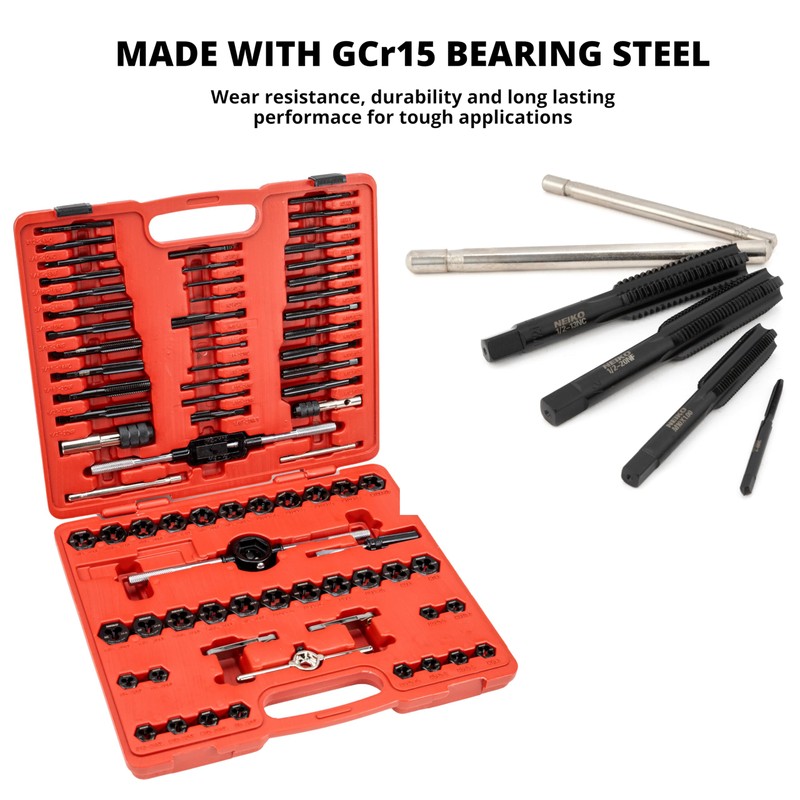 NEIKO Tap and Die Set, 76 Piece, Metric and Standard,