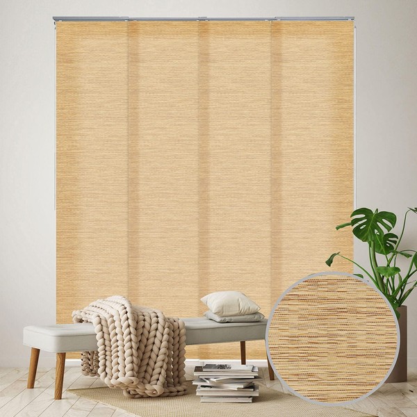 GoDear Design Adjustable Sliding Panel Track Blinds 45.8"- 86" W x Up to 96" H, Extendable Vertical Blinds for Sliding Glass Doors and Large Windows, Trimmable Vertical Panel Curtains, Twist Roll