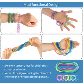 Sensory Chew Necklace for Boys and Girls, 12 Pack Stretch Chewing Necklaces for Kids with Autism ADHD SPD, Oral Motor Aids Chew Toys Reduce Fidgeting for Kids Chewer