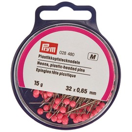 Prym Plastic-Headed Straight pins V2A 0.65 x 32 mm neon, Steel, Pink, one Size