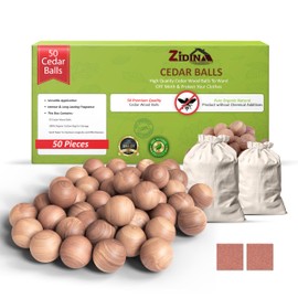 Zidina 50 x Natural Moth Balls for Wardrobe, Moth Protection for Wardrobe, Anti-Moth Wardrobe, Chemical-Free & Reusable, Against Moth Cedar Balls