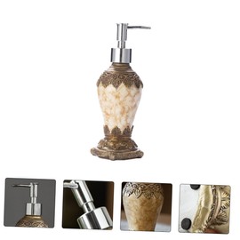 Beaupretty Vintage Lotion Bottle, 300ml Agate Liquid Soap Dispenser with Pump European Style Soap Conditioner Container Bottle for Bathroom Kitchen Washroom White