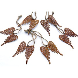 LB H&F Set of 6 rust decorative hangers, hanging decoration (set of 6 angel wings)