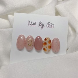 [Handmade Nail Tips] Pumpkin Leopard Nails - Short Ballerina / [수제네일팁] 호박레오파드 네일 - 숏발레리나