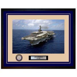 USS America CV-66 Framed Navy Ship Photo 190CV66Blue