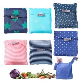 YDAKGUEY 6 PCS Foldable Shopping Bag, Reusable Eco-friendly Grocery Tote Bags for Shopping Household Outdoors, Lightweight Groceries Handbag for Women Men Unisex (35 * 51cm)