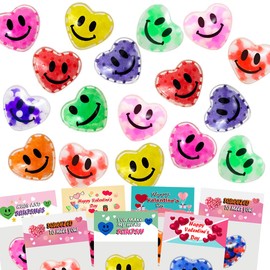 24 Pack Valentines Day Gifts Cards with Heart Stress Balls Squishy Squeeze Toys Great for Adults Valentines Party Favors Valentine's Day Gifts