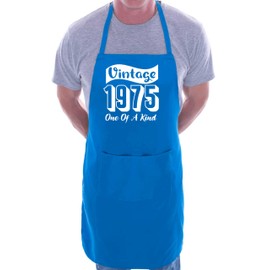 Print4U Vintage Birthday 1975 50th Birthday Funny Apron Novelty Baking BBQ Blue