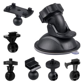 GIONAR 7-Piece Versatile Car Suction Cup Mount Set for Dash Cams, 360 Degree Angle, with 6 Types Adapter, Secure Hold on Windscreen and Dashboard, Compatible with GPS, Action Cameras