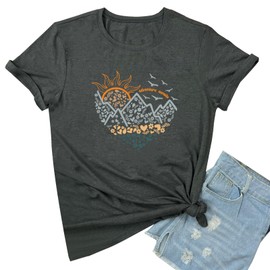 YITAN Women Adventure Tshirt Cute Graphic Tees Dark Grey Small