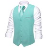 Hi-Tie Mint Green Formal Suit Vest Solid Fit Vest for Men 3 Pockets V Neck Waistcoat Business Wedding Casual