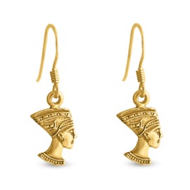 Azaggi Sterling SIlver Handcrafted Hook Earrings Nefertiti (gold-plated-silver)