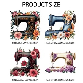arricraft 4 Styles Sewing Machine Iron on Decals Patches, Wild Flowers and Rose Pattern Heat Transfer Stickers PET Washable Patches for DIY Clothes Hat Jeans Jacket Decor, 9.05 inch(23cm) Long
