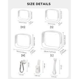 LETGO 4 Packs Clear Bogg Beach Tote Bag with 4 Insert Hooks Accessories for Bogg Bags Travel Makeup Clean Toiletry Brush Organizer Cosmetic Divider Storage Inner Pouchs (Clear White)