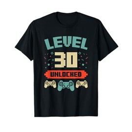 Level 30 Unlocked, 30th Birthday Gift Retro Vintage Gamer T-Shirt
