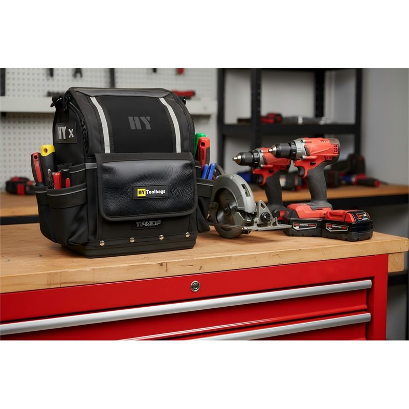 Closed Top Toolbags Professional Electrician Tool Bag, Tool Organizer, HVAC,Black,