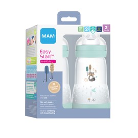 MAM Easy Start - Botella anticólico mate de 265 ml (2 unidades), diseño de bebé, botellas de flujo medio con boquilla de silicona, botellas de bebé para bebé niño