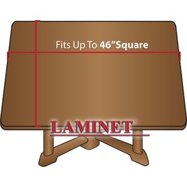 LAMINET Woodgrain Elastic Fitted Table Cover - Oak - Square - Fits Tables up to 46" Square