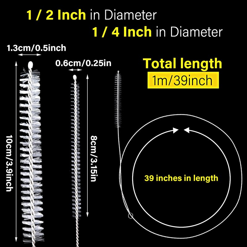 4 Pcs Extra Long Pipe Cleaners with Soft Nylon Bristles