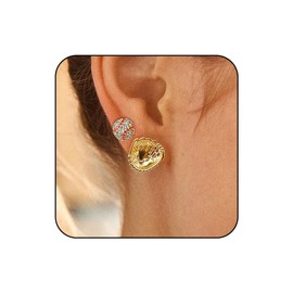 QLYOVWE 2 Pairs Unique Crystal Stud Earrings Set for Sport Lover Shiny Football Rugby Baseball Basketball Earrings Summer Beach Surfer Wave Earrings for Mom as Sports Fan Lucky Gift (Baseball)