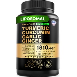 Liposomal Turmeric - High-Absorption Curcumin Supplements, Non-GMO Blend for Digestive Comfort & Daily Support - Organic Turmeric Supplement with Black Pepper (120ct, Pack of 1)