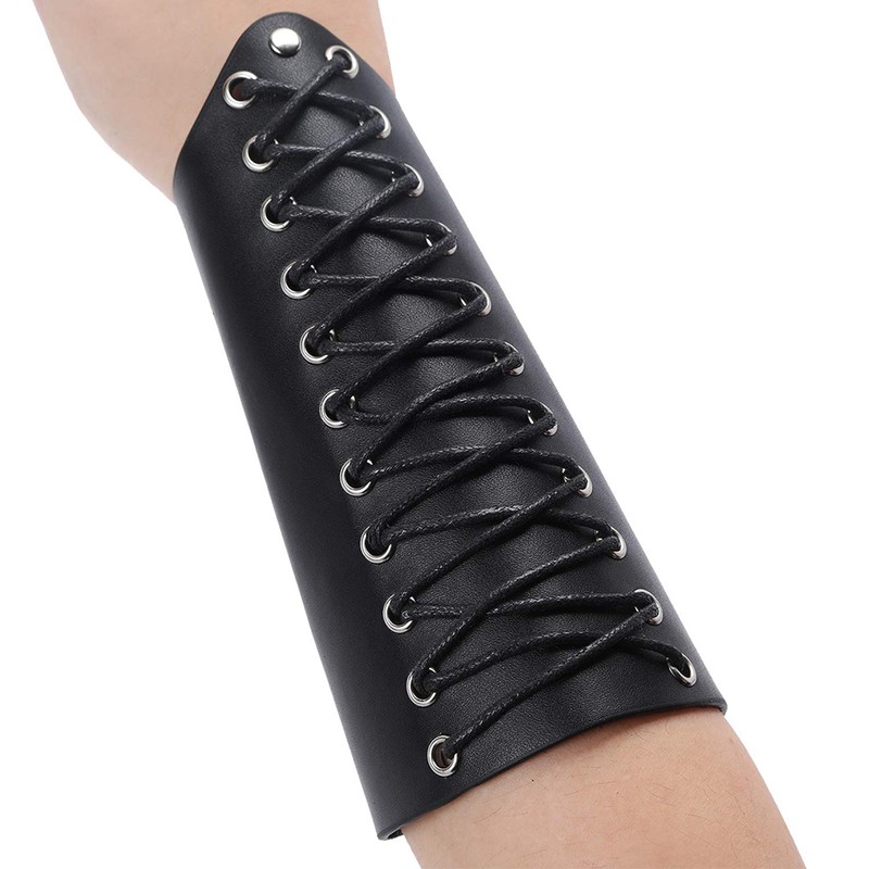 1 Pair Leather Arm Guards Unisex Gauntlet Wrist Guards Lace