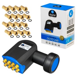 hb-digital Octo Ultra LNB NW LNC for 8 Subscribers/Receivers [2x Test Very Good] Direct Connection Full HDTV 4K Black Gold-Plated Contacts - Weather Protection Cap (Slidable) Includes 16x Gold-Plated