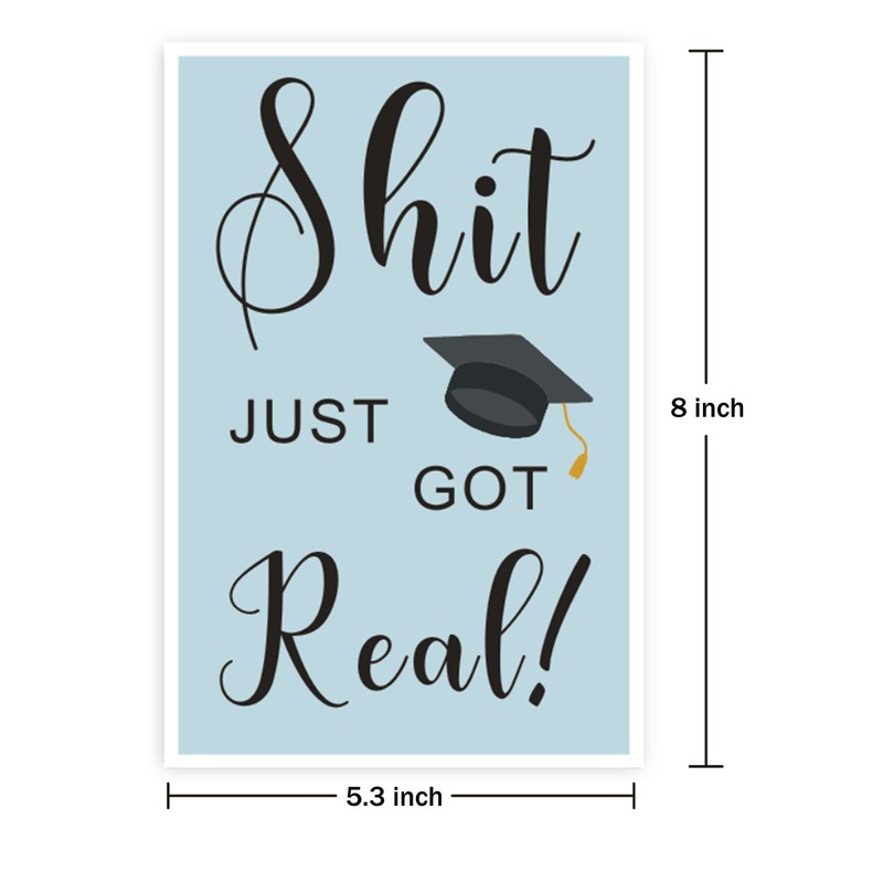 Hilarious Just Got Real Graduation Card, Humorous Graduate Hat Card
