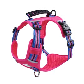 JUFOO No Pull Dog Harness with Easy Control Soft Handle for Small Medium Large Dogs,Reflective Adjustable Easy Walk Puppy Harness,Heavy Duty Girl Boy Pet Vest with Safety Buckle (Pink, M)