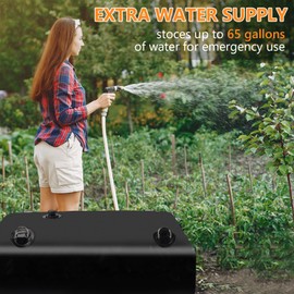 Rodelna Portable Water Tank, 105 Gallon Foldable PVC Rectangular Black Water Storage Bladder with 3/4" Spigot and Hose Kit for Camping, Garden, Emergency Use