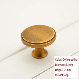 TopHomer Drawer Knobs, 1pcs Round Door Handles Vintage Flower Round Mushroom Shape Zinc Alloy Brushed Pull Handle for Dresser Drawer Wardrobe, Coffee Patina