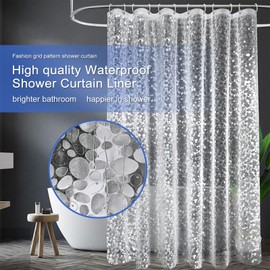 Shower Curtains EVA Mould Resistant Waterproof Heavy Duty Bathroom Curtains Weighted Hem Bathroom Curtains Cobblestone 36"x72"xGellmall