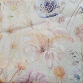 TWO Individual Napkins Flowers Lily Lunch  for Decoupage (1003)