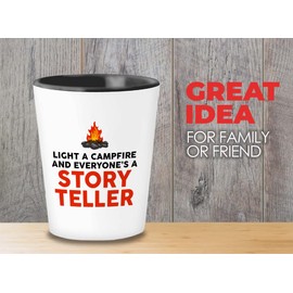 Camping Shot Glass 1.5oz - Light A Campfire - Camper Lover Funny Traveler Backpacker Outdoor Hiking Mountain Peak Tent Weekend Activity