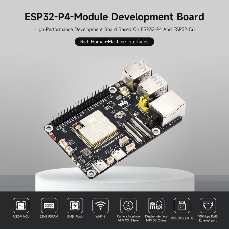 Waveshare ESP32-P4-Module Basic Kit, ESP32-P4-Module High-Performance Development Board, Based On