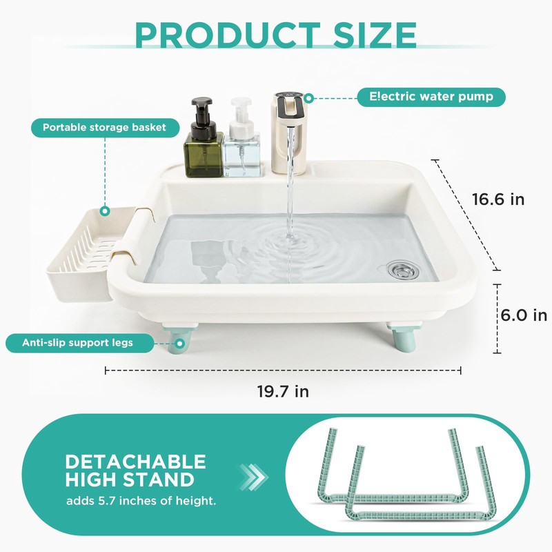 Portable Sink Hand Wash Station with Electric Faucet for Camping