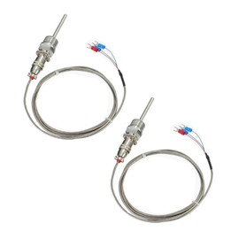 PT100 Temperature Sensor Tool 1/2 Inch NPT Thread Probe 3 Wire 2 Metre Cable -50 ~ 300 °C Pack of 2