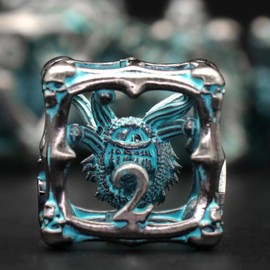 Beholder Dice Set, DND Dice Metal Dice Set, ZHOORQI W20 Dice Polyhedral Dice for Dungeons and Dragons, D&D Game Dice Gift (Eye-Retro Blue)