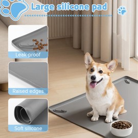 Pee Pad Holder for Dogs, 24" x 24" Non-Slip Silicone Dog Puppy Pad Holder, No Spill Raised Lip High Edge,Portable, Magnetic fixation，Leak-Proof Mat Holder, Square Potty Trays for Home Floor Protection
