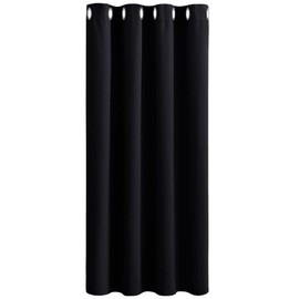PONY DANCE Curtains, Kitchen Curtain, Black – 1 Piece, H 137 x W 132 cm, Opaque Thermal Curtain, Against Cold and Heat, Curtains with Eyelets, Blackout Curtain for Good Sleep