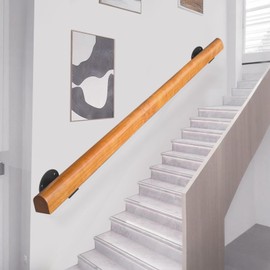 Wooden Handrails, 1-20ft Non-Slip Staircase Handrail, for Home Garden Corridor Lofts Kindergarten Guardrail Decking Railings, Wall Mounted Barrier-Free Staircase Grab Bar for Elderly (Size : 4ft)