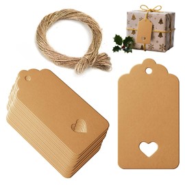 FunnAura 300 Pcs Brown Tags with String, 3.5 x 7cm Labels for Gift Arts Crafts Wedding Presents