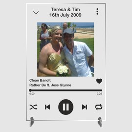Custom A5 Acrylic Song Plaque Picture Frame - Tailored Musical Gift for Him, Her, Men, Women, Boyfriend, Girlfriend, Ideal for Christmas and Valentine's Day Celebrations.