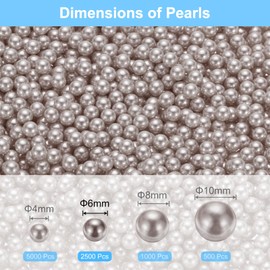 uxcell 2500Pcs Faux Pearl for Vase Filler, 6mm No Hole ABS Round Pearls for Crafting, Jewelry Making, Vase Filler, Cosmetic Boxes, DIY Parts, Table Scatter, Home Decoration, Light Coffee