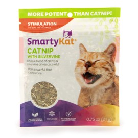 SmartyKat, Catnip with Silvervine, for Cats, Loose Catnip Herb, Pure, Potent, Resealable Pouch