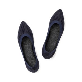 Frank Mully - Zapatos de vestir planos de punto para mujer, cómodos zapatos de vestir para mujer, zapatos clásicos suaves de cuña baja, marino, 9 US