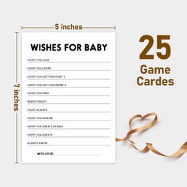 Qoamp Rustic Minimalist Theme Gender Neutral Cards Baby Shower Games - 25 Wishes for Baby Games - Gender Reveal & Baby Announcement Party Supplies-(B22)